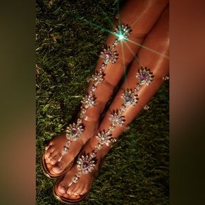 Crystal Floral Gladiator Sandals - Clear Multi